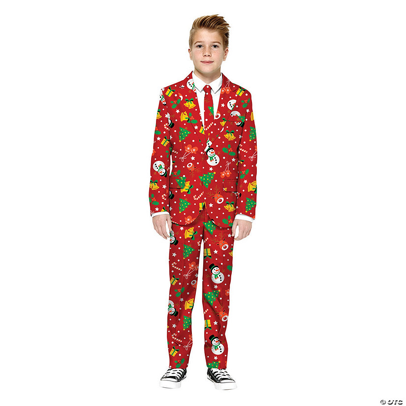 Boy's Red Icon Christmas Suit Image