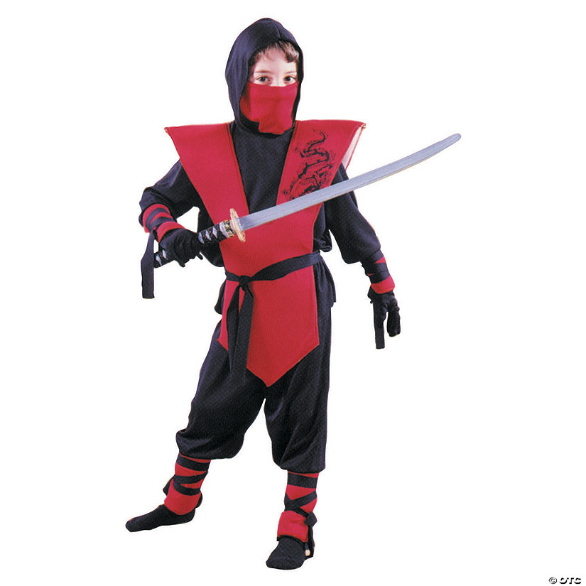 Boy's Red Ninja Costume - Small Image