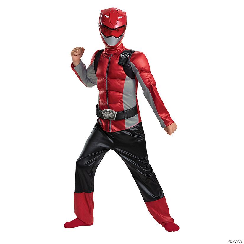 Boy's Red Ranger Muscle Costume - Beast Morphers Image