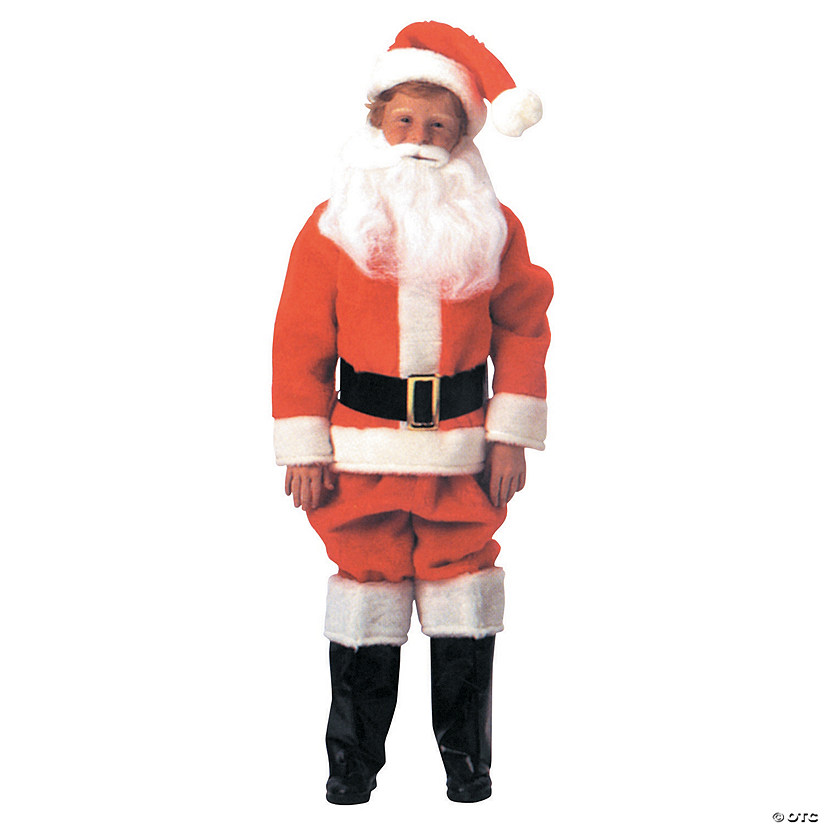 Boy's Red Velvet Santa Suit Costume - Extra Large Image
