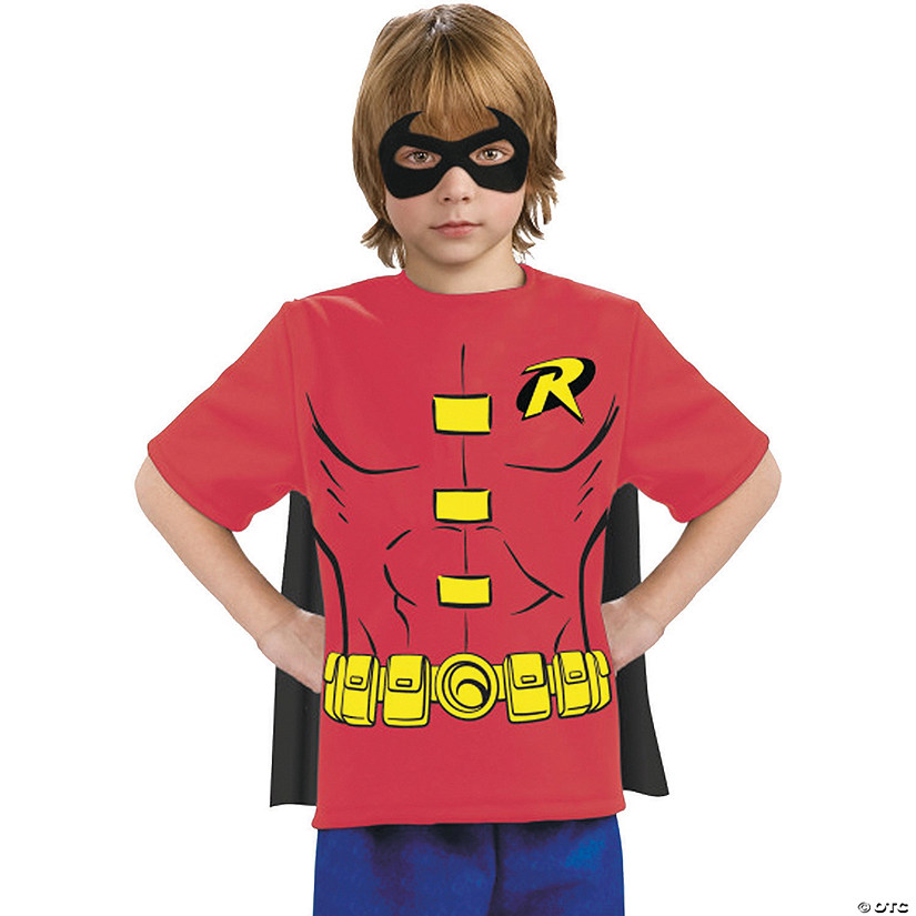 Boy's Robin Shirt with Cape Costume Image