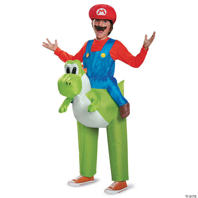 Boy's Super Mario Bros.&#8482; Mario Riding Yoshi Costume - Up to Size 8 Image