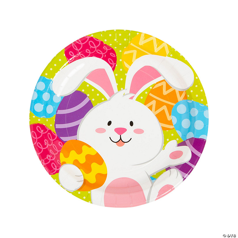 Bright Easter Bunny Paper Dinner Plates - 8 Ct. Image