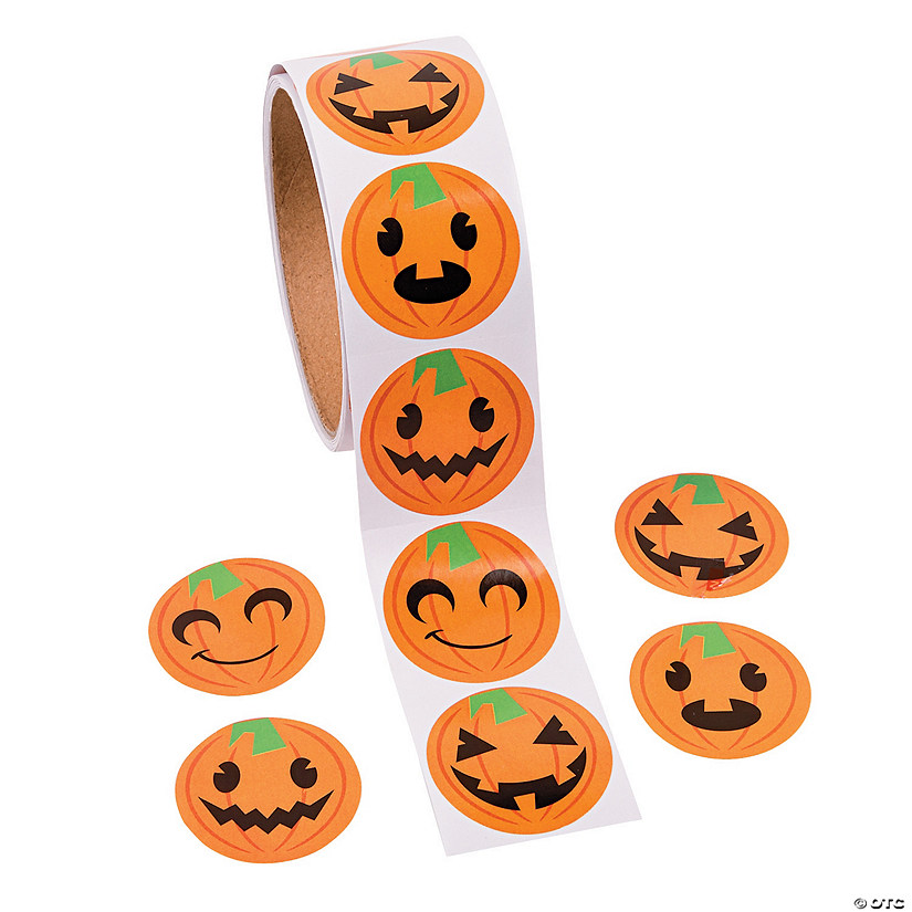 Bulk 100 Pc. Jack-O&amp;#8217;-Lantern Face Stickers Image