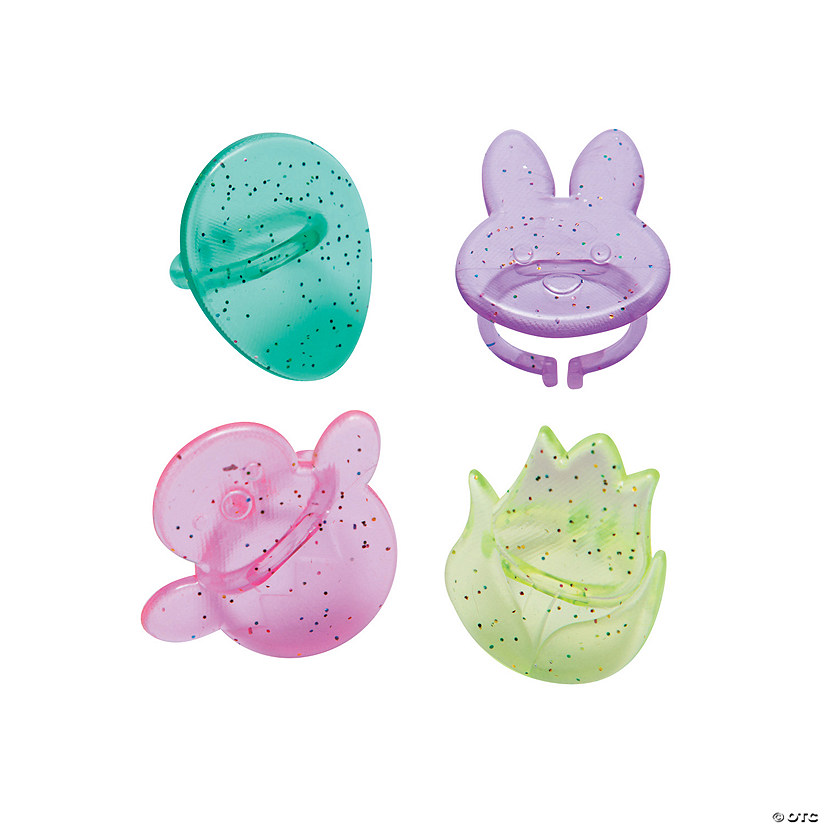 Bulk 48 Pc. Easter Glitter Rings Image