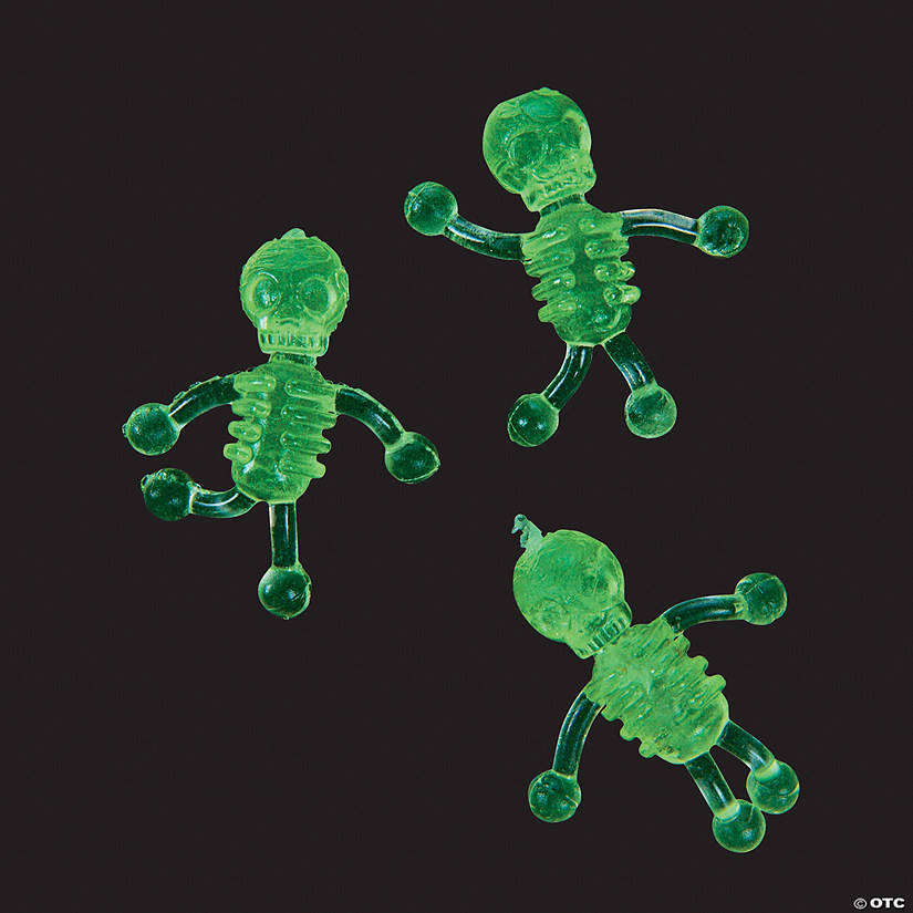Bulk 48 Pc. Glow-in-the-Dark Mini Sticky Tumbling Skeletons Image