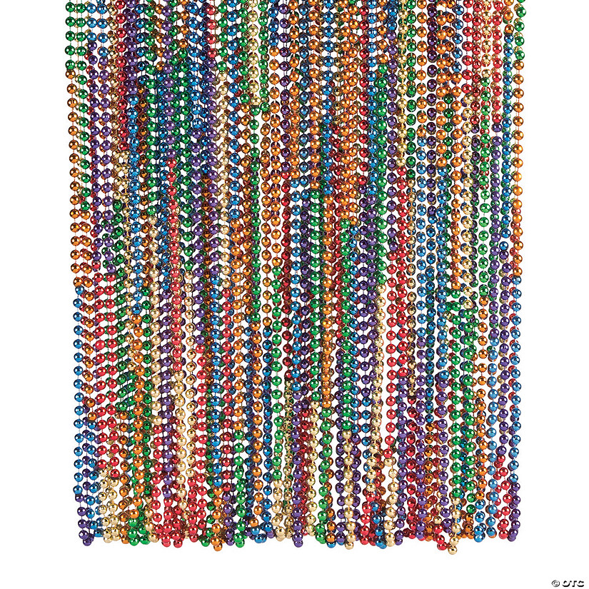 Bulk 48 Pc. Rainbow Mardi Gras Bead Necklaces Image