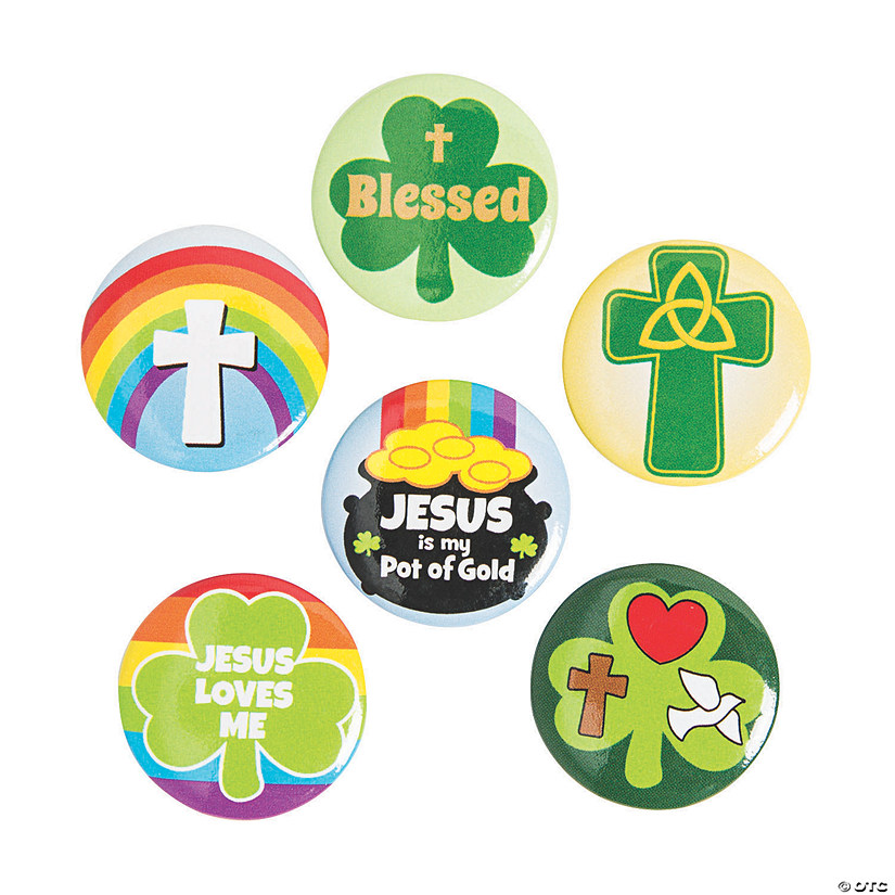 Bulk 48 Pc. Religious St. Patrick&#8217;s Day Mini Buttons Image