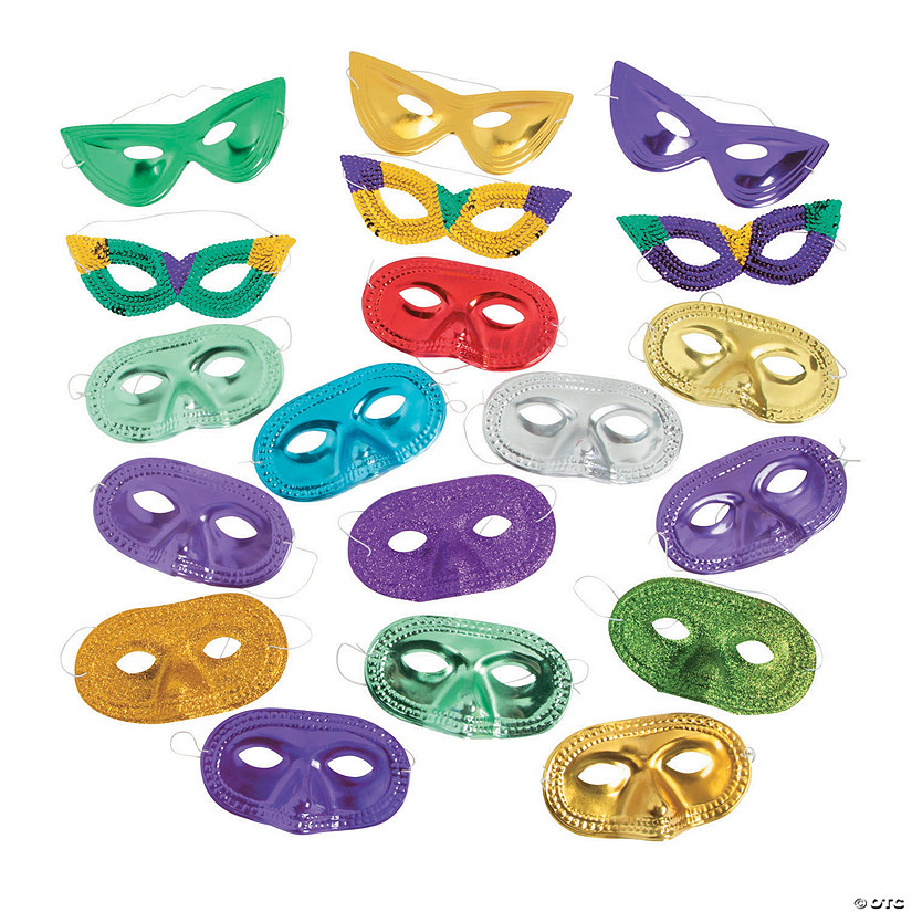 Bulk 60 Pc. Colorful Mardi Gras Mask Assortment Image