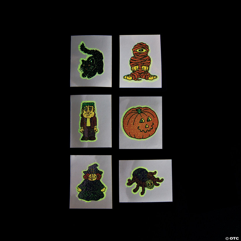Bulk 72 Pc. Halloween Glow-in-the-Dark Temporary Tattoos Image