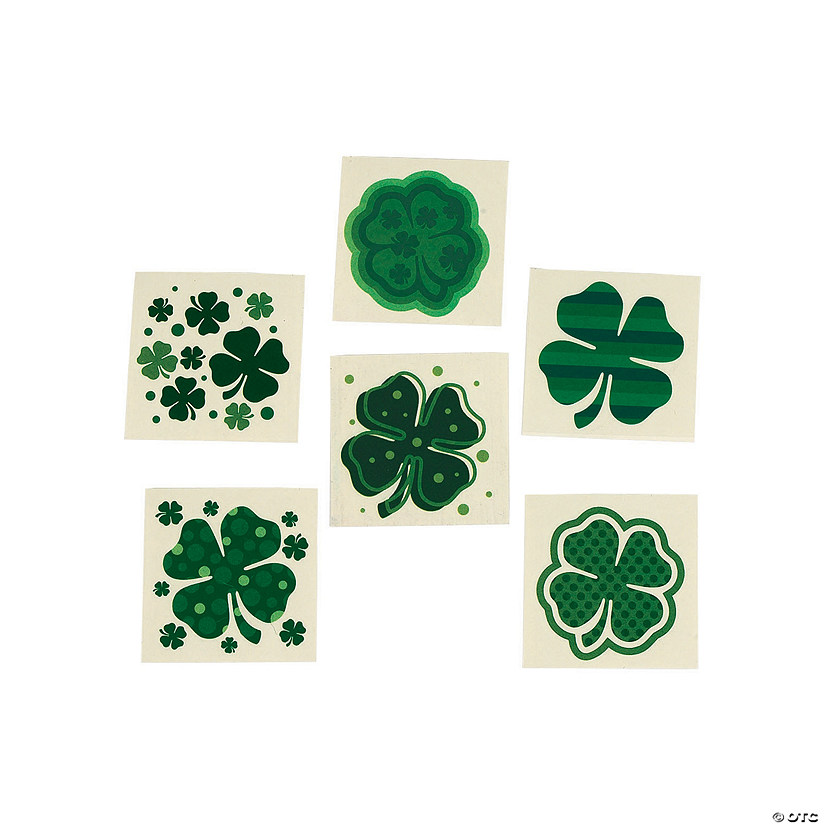 Bulk 72 Pc. St. Patrick's Day Four-Leaf Clover Patterned Tattoos Image