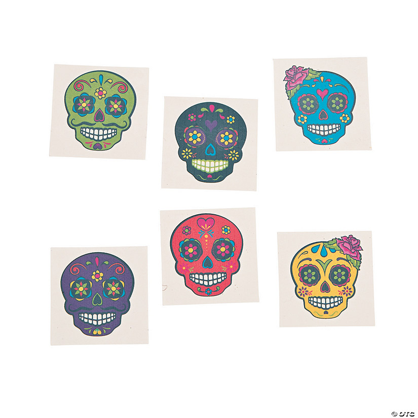 Bulk 72 Pc. Sugar Skull Temporary Tattoos Image