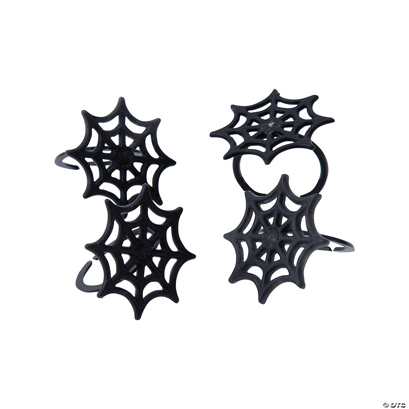 Bulk Black Spider Web Plastic Rings Image