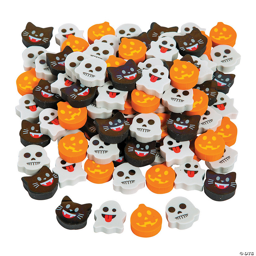 Bulk Mini Halloween Emoji Eraser Assortment Image