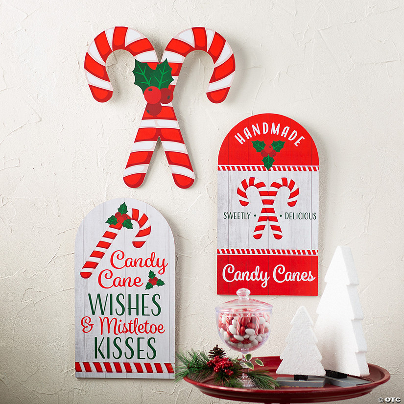Candy Cane Vertical Sign Wall Decorations - 3 Pc. Image