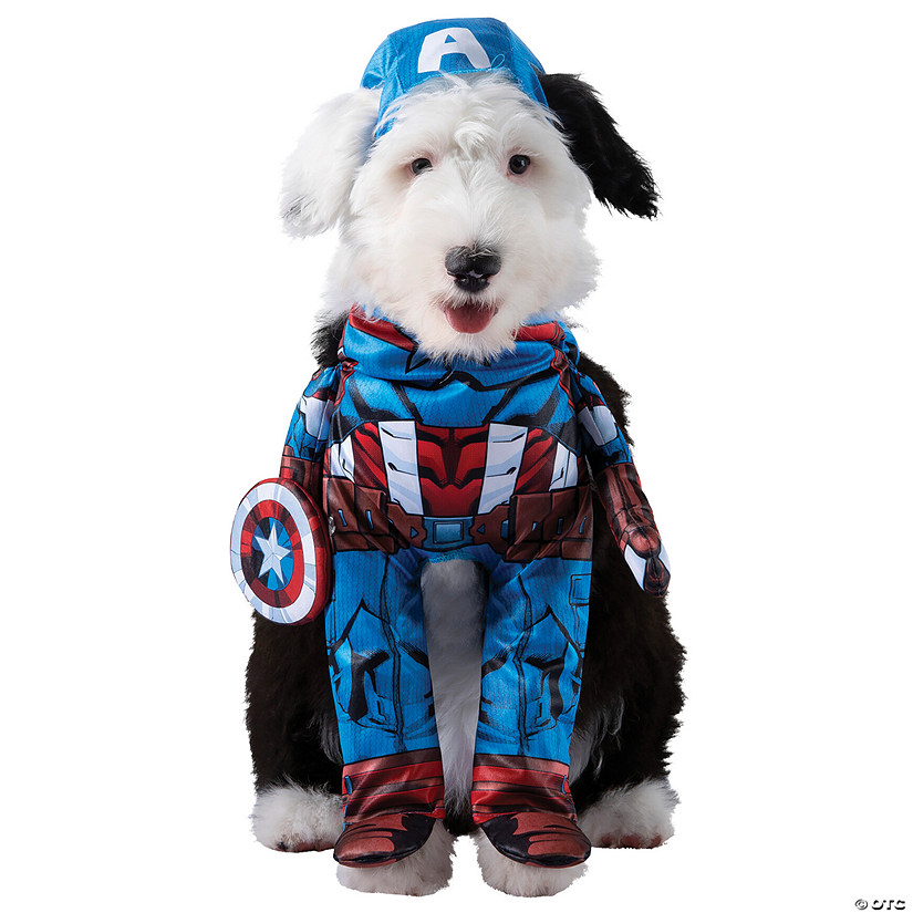 Captain America Pet Costume 25-40 lbs, Back Length 14"-17", Chest 16"-23" Image