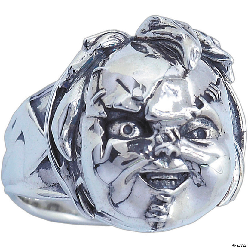 Child&amp;#8217;s Play&amp;#8482; Scarred Chucky Face Plated Brass Ring - Size 12 Image