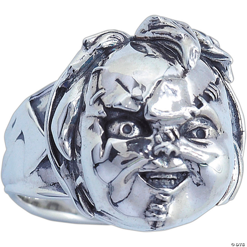 Child&#8217;s Play&#8482; Scarred Chucky Face Sterling Silver Ring - Size 9 Image