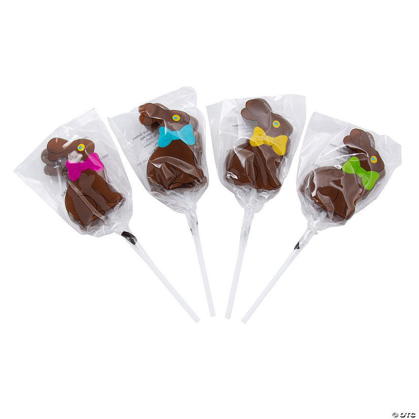 Chocolate-Flavored Easter Bunny Lollipops - 12 Pc. Image