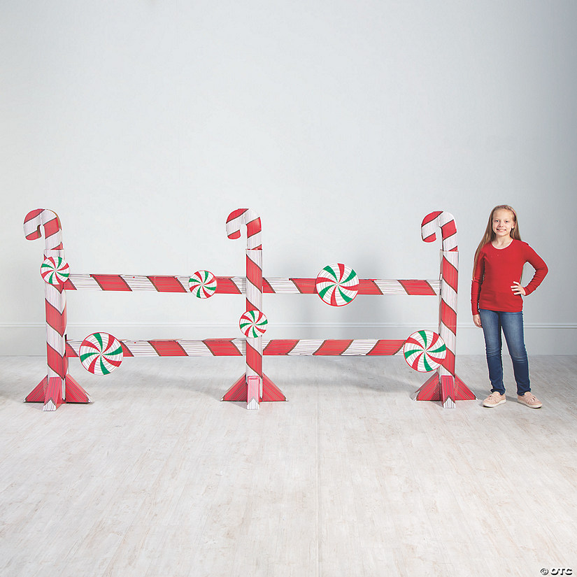 Christmas Candy Cane Fence Cardboard Cutout Stand-Up Image