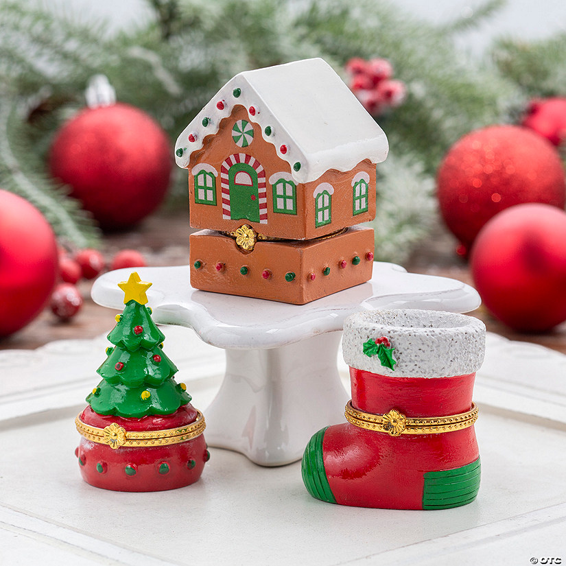 Christmas Hinged Box Tabletop Decorations - 3 Pc. Image