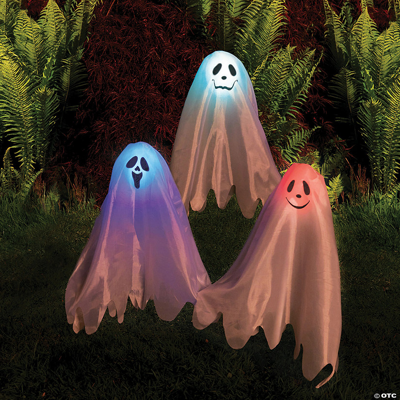 Color-Changing Ghosts on Posts Halloween Yard Decoration - 3 Pc. Image