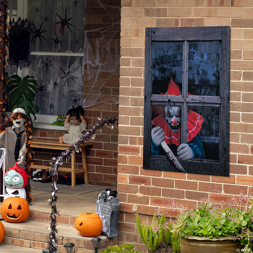 Creepy Clown Scary Window Halloween Decoration - 47&quot; Image