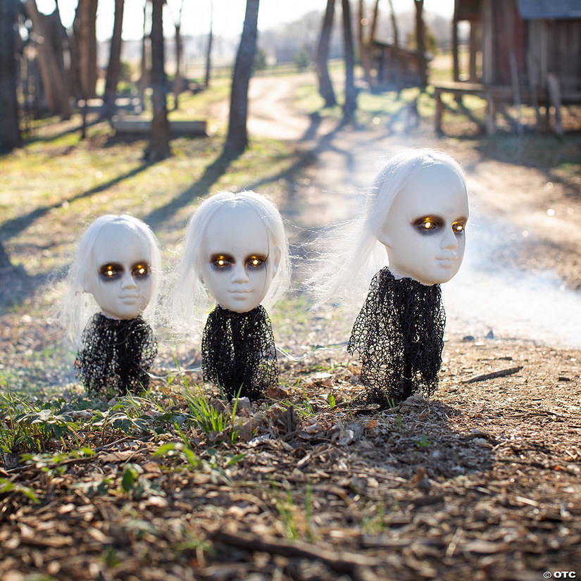 Creepy Doll Head Halloween Light Up Yard Stakes Image