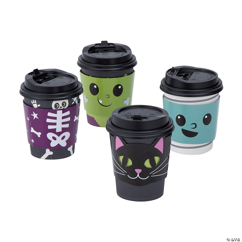 Cute Monster Coffee Cups with Lids & Sleeves - 12 Ct. Image