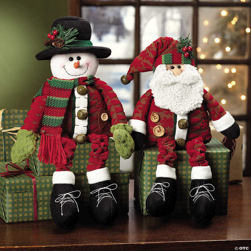 Dangle-Leg Santa &amp; Snowman Image