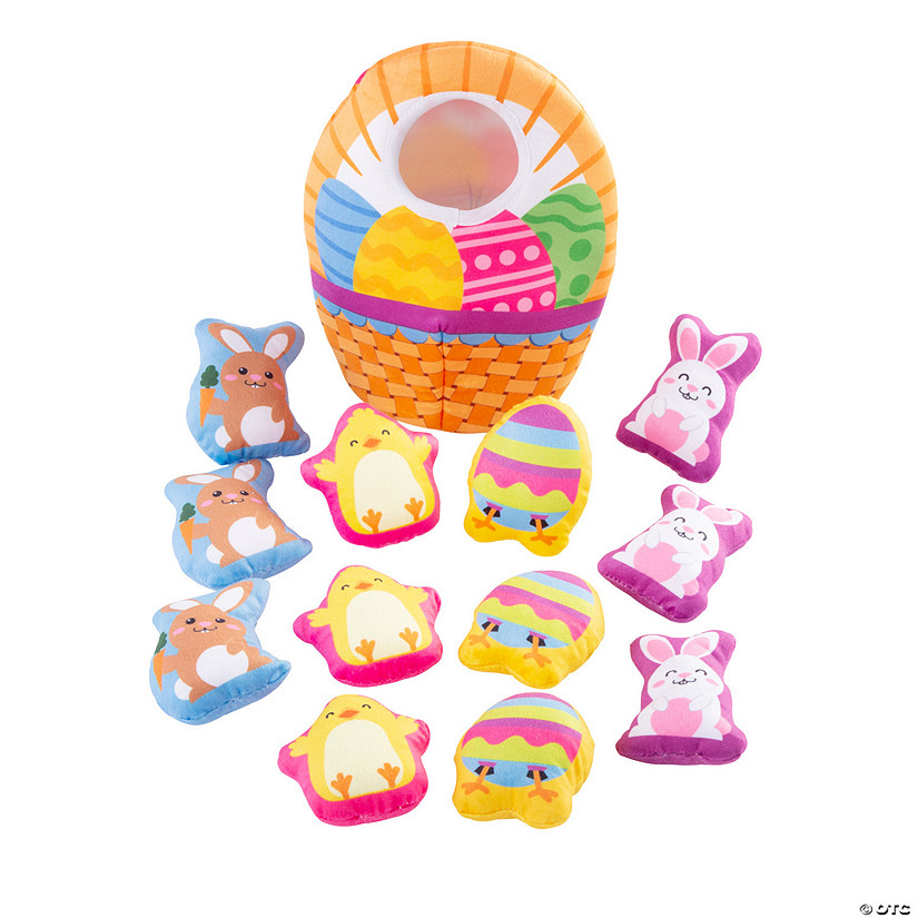 Easter Basket with Stuffed Peekaboo Figures - 13 Pc. Image