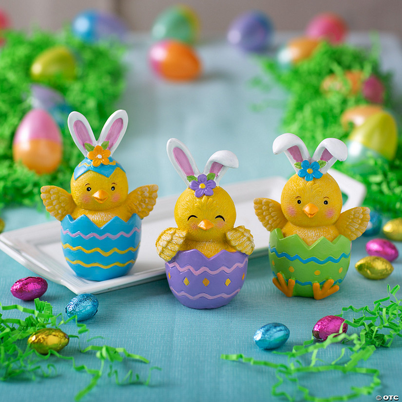Easter Bunny Chicks in Eggs Tabletop Decoration - 3 Pc. Image
