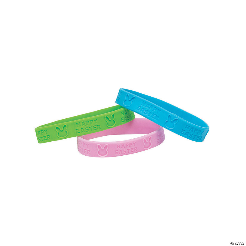Easter Bunny Rubber Bracelets - 24 Pc. Image