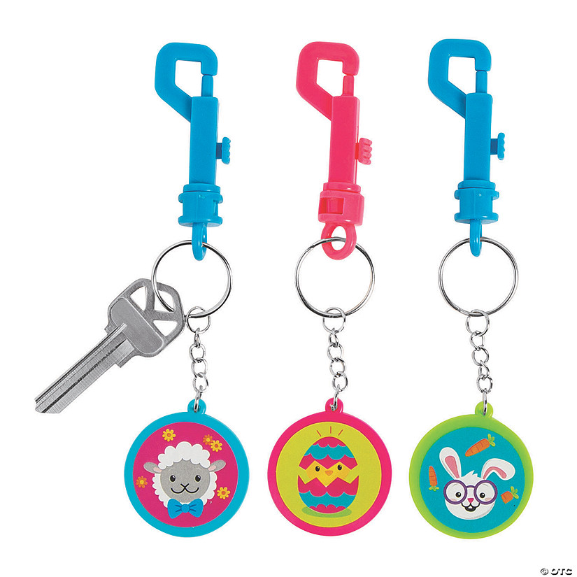 Easter Character Backpack Clip Keychains - 12 Pc. Image