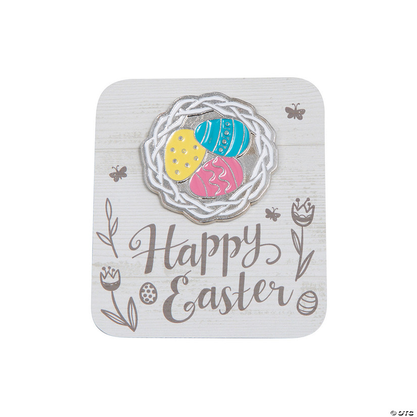 Easter Egg Nest Pins with Card - 12 Pc. Image