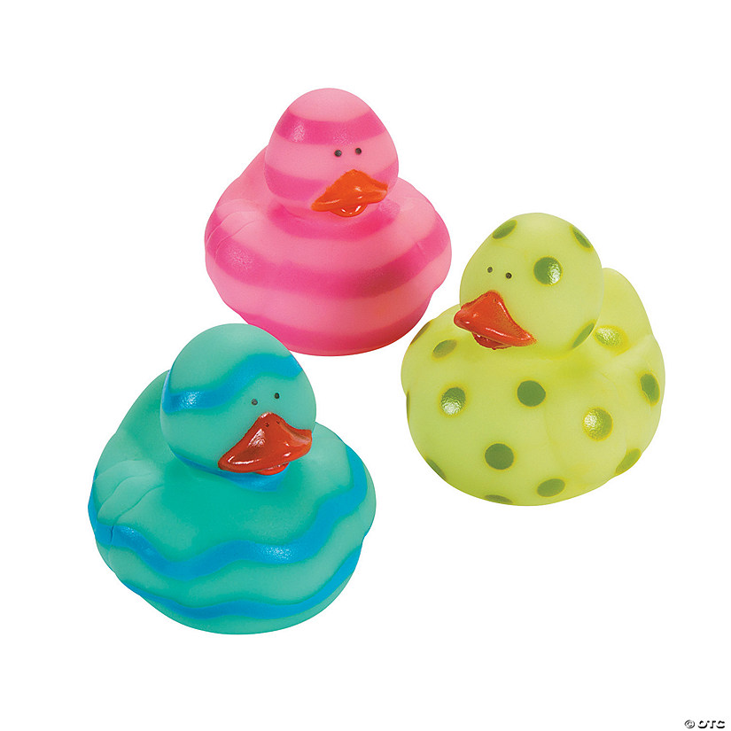 Easter Egg Painted Rubber Ducks - 12 Pc. Image