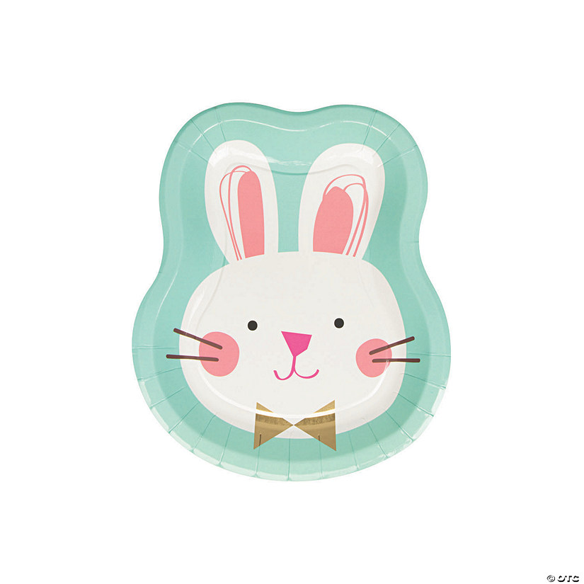 Easter Friends Bunny-Shaped Paper Dessert Plates - 8 Ct. Image