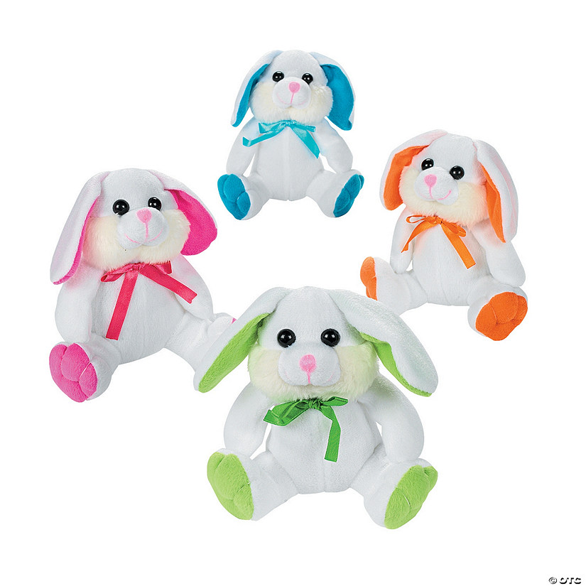 Easter Long-Eared White Stuffed Bunnies - 12 Pc. Image
