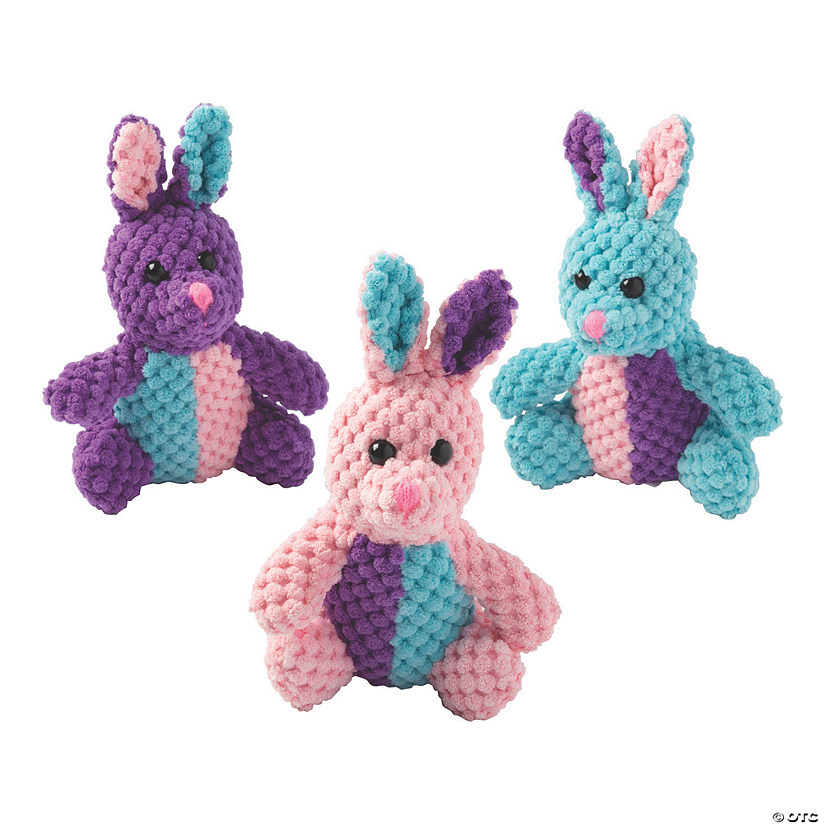 Easter Pastel Patchwork Honeycomb Stuffed Bunnies - 12 Pc. Image