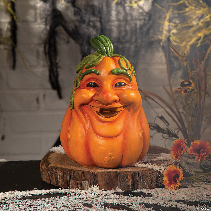 Expressive Pumpkin Smile Resin Fall Decoration Image