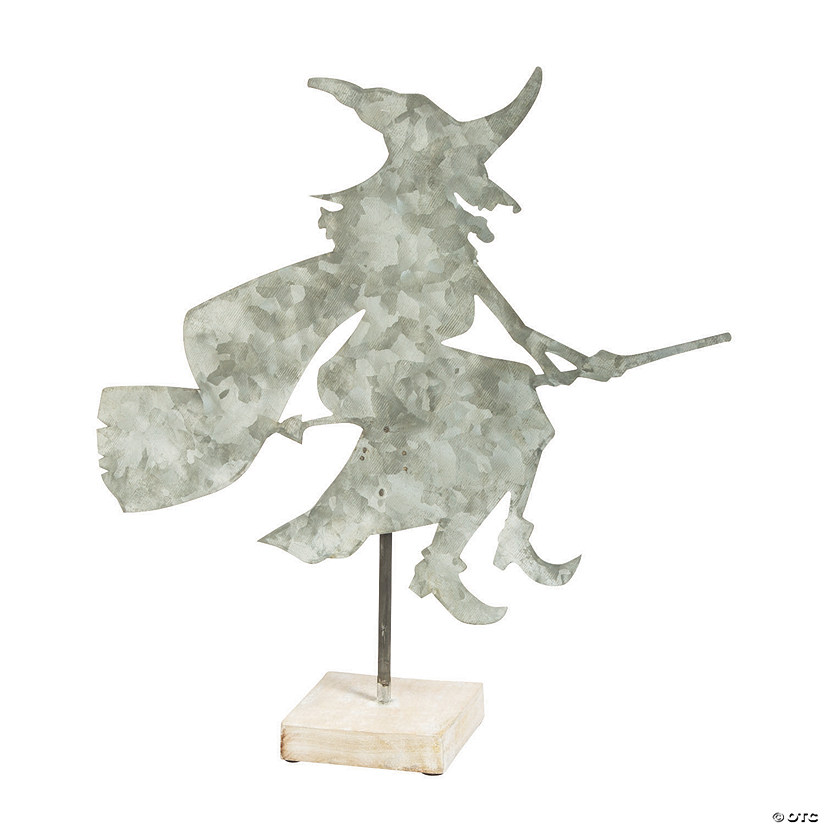 Farmhouse Fall Witch on Broom Halloween Decoration Image