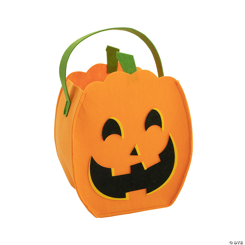 Felt Jack-O&amp;#8217;-Lantern Trick-or-Treat Bucket Image