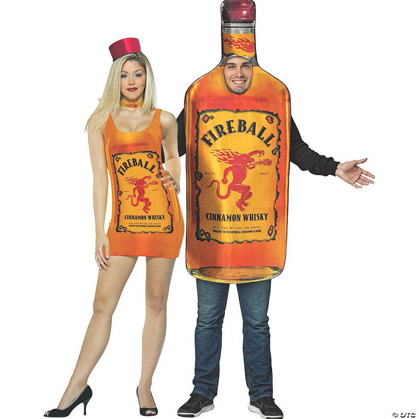 Fireball Tank Dress & Bottle Couples Costume Image