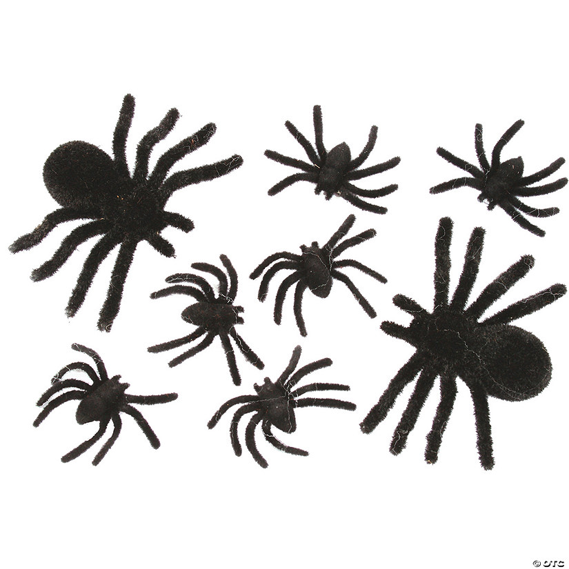 Fuzzy Spider Decorations - Set of 8 Image