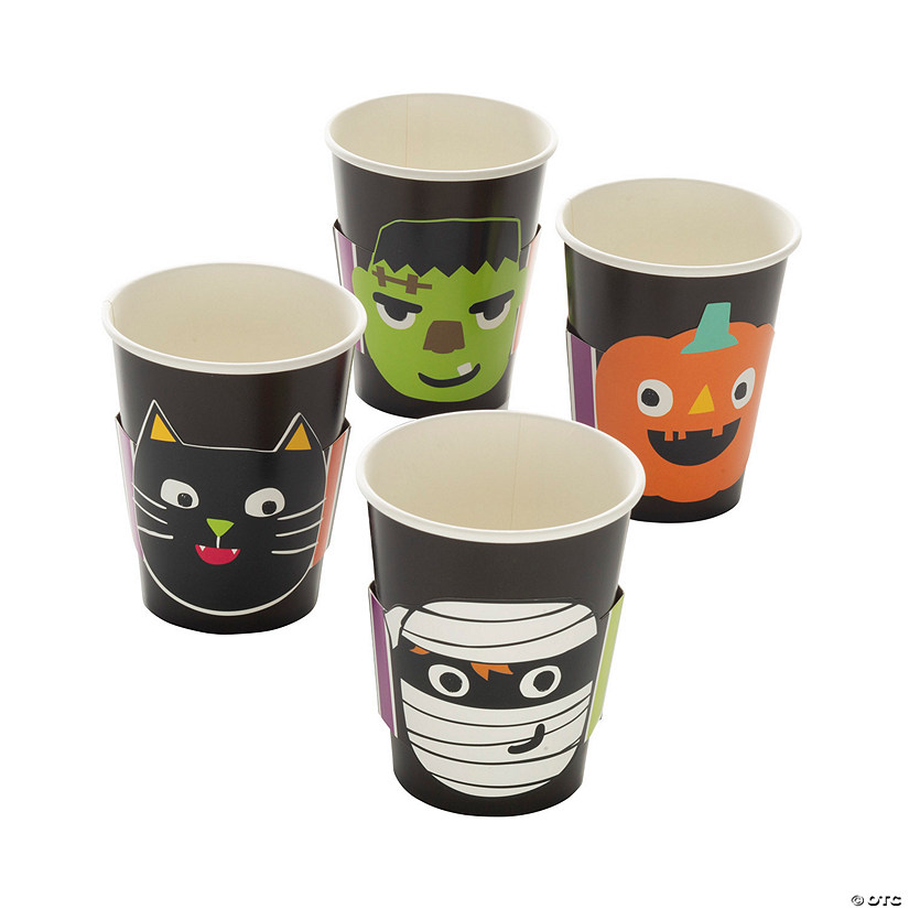 Ghoul Gang Mummy, Cat, Pumpkin & Frankenstein Paper Cups - 8 Pc. Image