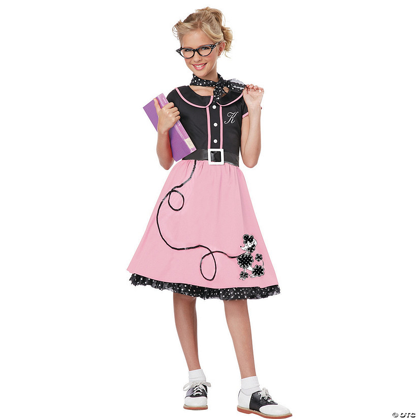 Girl&#8217;s 50s Sweetheart Poodle Skirt Costume - Large Image
