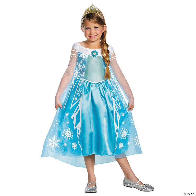Girl&#8217;s Deluxe Frozen Elsa Costume Image