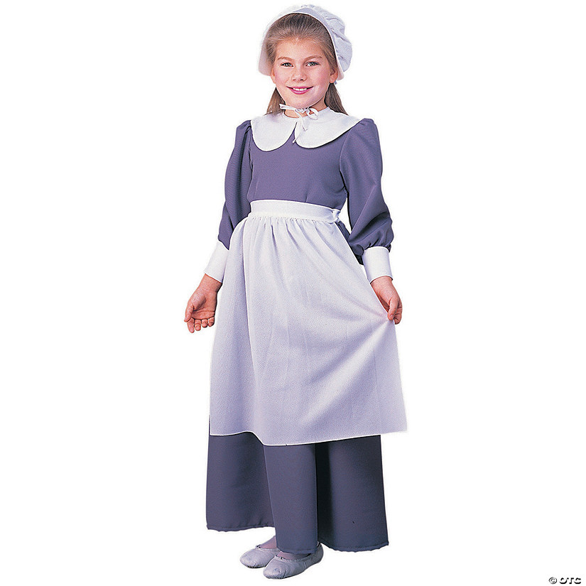 Girl&#8217;s Gray Pilgrim Dress Costume - large Image