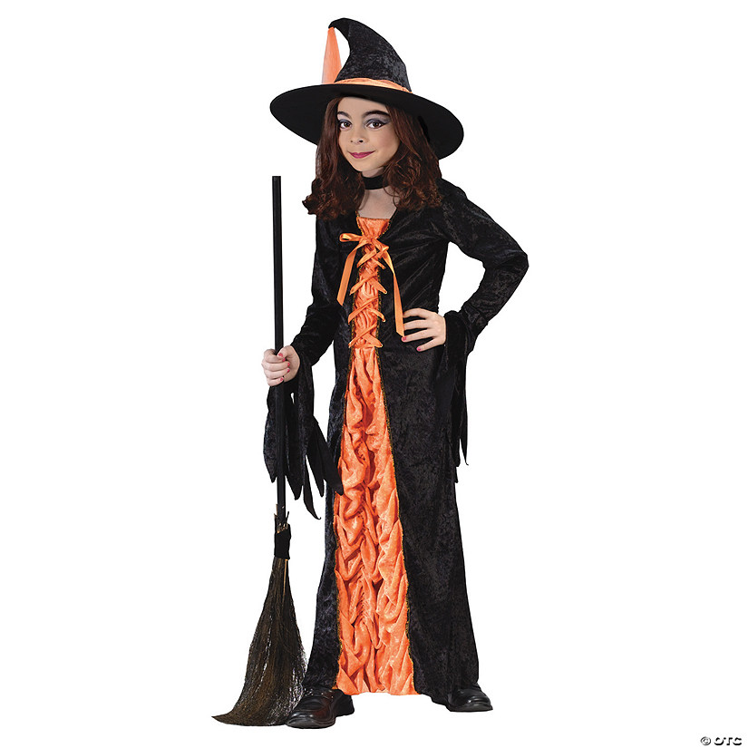 Girl&#8217;s Orange Mystic Witch Costume - Medium Image