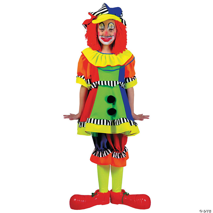 Girl&#8217;s Spanky Stripes Clown Costume - Large Image